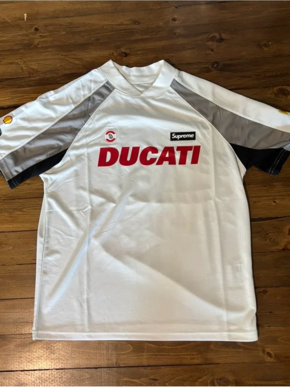 Supreme White Ducati Racing Logo Short Sleeve Shirt